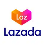 โลโก้ Lazada สีน้ำเงินและสีชมพู พร้อมข้อความ "Lazada" สำหรับโอกาสฝึกงานปี 2027